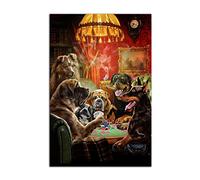 HOPNRU Cartoon Animal Dog Playing Poker Poster Wall Art Picture Print Canvas Art Painting Modern Home Bedroom Bathroom Decor (12x18inch(30x45cm),No Framed)