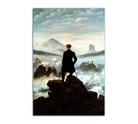 HOPNRU Caspar David Friedrich The Wanderer Above the Sea of Fog Poster Wall Art Picture Print Canvas Painting Modern Home Bedroom Decor Mural (24x36inch(60x90cm),No Framed)