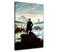 HOPNRU Caspar David Friedrich The Wanderer Above the Sea of Fog Poster Wall Art Picture Print Canvas Painting Modern Home Bedroom Decor Mural (12x18inch(30x45cm),Framed)