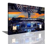 HOPNRU Cockpit Flight Deck Sunset Poster Wall Art Picture Print Canvas Art Painting Modern Office Living Room Cool Wall Decor Poster (24x36inch(60x90cm),Framed)