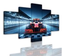 HOPNRU F1 Formula Racing Wall Art Pictures 5Pieces Large Size F1 Racing Poster Print Canvas Painting Room Aesthetics For Modern Home Boys Bedroom Decoration(total 55H x100W(cm)-Framed)