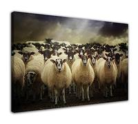 HOPNRU Farm Animals Livestock Herd Sheep Poster Wall Art Picture Print Canvas Painting Modern Home Living Room Office Decor Poster(12x18inch(30x45cm),Framed)