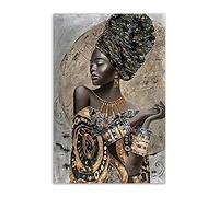 HOPNRU Graffiti Black Woman On Canvas African Woman Portrait Poster Wall Art Picture Print Canvas Art Painting Modern Home Living Room Decoration Poster (24x36inch(60x90cm),No Framed)
