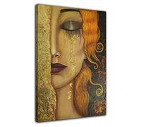 HOPNRU Gustav Klimt Art Painting Freya Golden Tears Poster Print Canvas Painting Wall Art Picture Modern Home Bedroom Decor Poster (24x36inch(60x90cm),Framed)