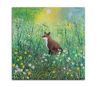 HOPNRU Jo Grundy Oil Painting Poster Firefox Sitting In The Morning Sun Wall Art Picture Print Canvas Art Painting Modern Home Decoration Mural (12x12inch(30x30cm),No Framed)