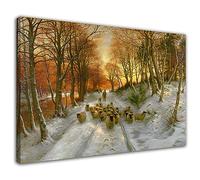 HOPNRU Joseph Farquharson Artwork The Shortening Winter's Day Poster Sheep at Winter Sunset Famous Painting Landscape Poster Animal Wall Art Decor Print Canvas Painting (20x30inch(50x76cm),Framed)