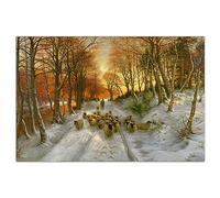 HOPNRU Joseph Farquharson Artwork The Shortening Winter's Day Poster Sheep at Winter Sunset Famous Painting Landscape Poster Animal Wall Art Decor Print Canvas Painting (20x30inch(50x76cm),No Framed)