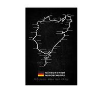HOPNRU Nurburgring North Ring Map Poster Wall Art Picture Print Canvas Art Painting Modern Family Living Room Study Room Decoration Mural (12x18inch(30x45cm),No Framed)