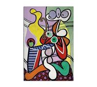 HOPNRU Still Life On Pedestal Table By Pablo Picasso Wall Art Picture Print Canvas Painting Bedroom Aesthetic Modern Home Decor Poster (30x45cm-No Frame)