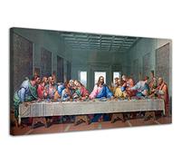 HOPNRU The Last Supper Wall Art Picture Da Vinci Renaissance Religious Poster Print Canvas Painting Modern Dining Room Living Room Office Decoration (8x16inch(20x40cm)-Frame)