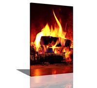 HOPNRU Winter Fireplace Fire Burning Bonfire Poster Wall Art Picture Print Canvas Painting Room Aesthetic Modern Nordic Decor Poster (8x12inch(20x30cm),Framed)