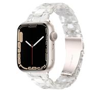 HOPO Compatible With Apple Watch Band Series Ultra 11 10 9 8 7 SE 6 5 4 3 2 1 Thin Lightweight Resin Strap Bracelet Wristband Replacement For iWatch Bands (White Flower/StarLight,38/40/41/42mm)