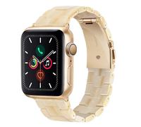 HOPO Compatible With Apple Watch Band Thin Light Resin Strap Bracelet Replacement For iWatch Series Ultra 9 8 7 6 5 4 3 2 1 SE (Milk Tea/Rose Gold,38/40/41/42mm)