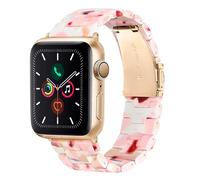 HOPO Compatible With Apple Watch Band Thin Light Resin Strap Bracelet Replacement For iWatch Series Ultra 9 8 7 6 5 4 3 2 1 SE (Pink Nougat/Rose Gold,42/44/45/46/49mm)