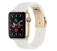 HOPO Compatible With Apple Watch Band Thin Light Resin Strap Bracelet Replacement For iWatch Series Ultra 11 10 9 8 7 6 5 4 3 2 1 SE (StarLight/Rose Gold,38/40/41/42mm)