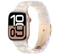 HOPO Compatible With Apple Watch Band Thin Lightweight Resin Strap Bracelet Wristband Replacement For iWatch Bands Series Ultra 11 10 9 8 7 6 5 4 3 2 1 SE(Colorful White/Rose Gold,38/40/41/42mm)