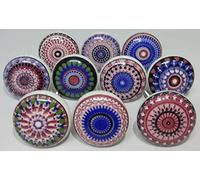HOPOFLY Vintage Look Flower Ceramic Knobs, Door Handle Cabinet Drawer Knob Cupboard Pull, Home Interior Decor, Purple (Set of 10)