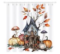 Hopomoon 180 x 180 cm Decorative Shower Curtain Sets with withered tree moon 7 Design and Halloween Style, Hooks Included for Bath, Bathtub Decor
