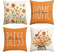 Hopomoon 4-Pack 45 x 45 cm Throw Pillow Covers, Floral and Botanical Design for Sofa, Car Seat - Spring Summer Decor, Single-Sided
