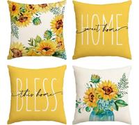 Hopomoon 40 x 40 cm Throw Pillow Covers - Set of 4, Floral and Botanical Print Design for Spring Summer, Decorative Pillow Cases for Sofa Car Seat, Soft Polyester