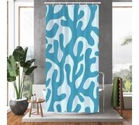 Hopomoon Blue Abstract Coral Shower Curtain, Waterproof Polyester Bath Curtain, Modern Matisse-Inspired Decorative Shower Curtain with 12 Hooks,90x180 cm