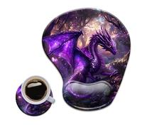 HOPONY Gel Wrist Rest Mouse Pad-Ergonomic Office Mousepad with Wrist Support-Non-Slip,Design Desk Accessories Mat for Home&Game Decor Purple Dragon