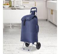 Hoppa 2024 Model, Single Lightweight Shopping Trolley, 47L Capacity, 60X33X24Cm, Foldaway, Polyester, Click Wheels, Navy