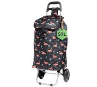 Hoppa 57L Large Foldable Shopping Trolley on Wheels, 2 Wheel Cart | Large Capacity Grocery Cart, Secure Lid & Side Pockets, 30kg Limit, Foldable, For Elderly, Laundry & Festivals, Black