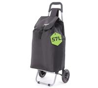 Hoppa 57L Large Foldable Shopping Trolley on Wheels, 2 Wheel Cart | Large Capacity Grocery Cart, Secure Lid & Side Pockets, 30kg Limit, Foldable, For Elderly, Laundry & Festivals, Black