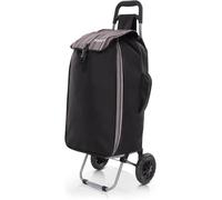 Hoppa Foldable Shopping Trolley on Wheels | Expandable 57L to 64L Capacity | Lightweight Durable Push & Pull Along Trolley Design with Telescopic Handle & Compact Storage | Grocery & Errands Black