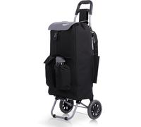 Hoppa Fully Insulated Lightweight 2025 Model 2 Wheeled Large 42Litre Capacity Shopping Trolley Bag 95cm, 2.1kg with Shoulder Strap (Black 2025)