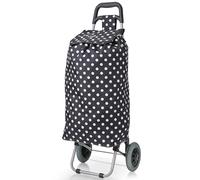 Hoppa 57Ltr Lightweight Shopping Trolley 2024 Model, Hard Wearing & Foldaway for Easy Storage With 1 years Guarantee (Black Polka Dot)