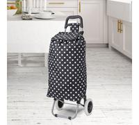 Hoppa 57Ltr Lightweight Shopping Trolley 2024 Model, Hard Wearing & Foldaway for Easy Storage With 1 years Guarantee (Black Polka Dot)