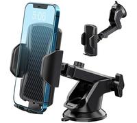 Hoppac Car Phone Holder, Ultra Strong Suction Mobile Phone Holder for Dashboard & Windscreen, 360° Rotation & One Button Release, Car Phone Mount for Smartphone 4.0''-7.0''