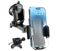 Hoppac Mobile Phone Holder Car 2 in 1, Ultra Strong Suction Cup & Ventilation Mobile Phone Holder, Extra Stable, 360° Rotatable, One-Hand Operation, Car Phone Holder for iPhone, Samsung Smartphones 4