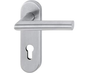 HOPPE 10722509, matt Stainless Steel fire Protection Handle Set Amsterdam on Short Plate PZ