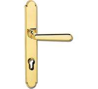 HOPPE 107762 Grundmann Alt-Vienna Handle Set Safety Fitting on Long Plate PZ 88, Door Handle ÖNORM, Polished Brass, Silver