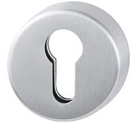 HOPPE 10799485 Inside Round Rosette with PZ Perforation, Profile Cylinder, Front Door, Diameter 52 x 8 mm, Stainless Steel, stainlesssteel, Zylinderrosette rund innen | Edelstahl matt