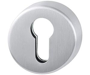 HOPPE 10799485 Inside Round Rosette with PZ Perforation, Profile Cylinder, Front Door, Diameter 52 x 8 mm, Stainless Steel, stainlesssteel, Zylinderrosette rund innen | Edelstahl matt