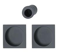 HOPPE 11699310, Black matt Sliding Door Handle Set 4921 Without Lock, Square Rosette BL