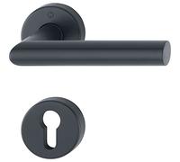 HOPPE 12033236 PZ, matt Amsterdam Handle Set on Rosette, Stainless Steel Black