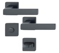 HOPPE 12248198 Lever 52-57, AL3 Handle Set Austin-on Rosette WC, TS 52-57 mm, Aluminium Black