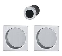 HOPPE 3948083 Chrome Matt Sliding Door Handle Set 4921 Without Lock Square Rosette BL