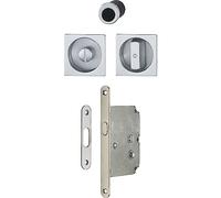 HOPPE 3948251 Sliding Door Handle Set 4921 with Lock Square Rosette Toilet Chrome-Plated Matt