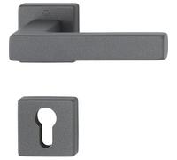 Hoppe Austin Door Handle Set 2 x Door Handles on Rosette PZ, TS 37-42 mm, Aluminium Sand Black