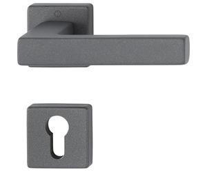 Hoppe Austin Door Handle Set 2 x Door Handles on Rosette PZ, TS 37-42 mm, Aluminium Sand Black
