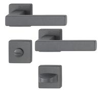 Hoppe Austin Door Handle Set 2 x Door Handles on Rosette Toilet TS 37-42 mm Aluminium Sand Black