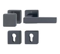 HOPPE Austin Fire Protection Interchangeable Set Door Handle + Door Knob + Rosette PZ ÖNORM, Aluminium Black Matt