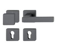 Hoppe Austin Fire Protection Interchangeable Set Door Handle + Door Knob + Rosette PZ ÖNORM, Aluminium Sand Black