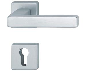 HOPPE Austin Handle Set on Rosette PC, Aluminium Silver Anodised Door Knobs, Door Furniture External